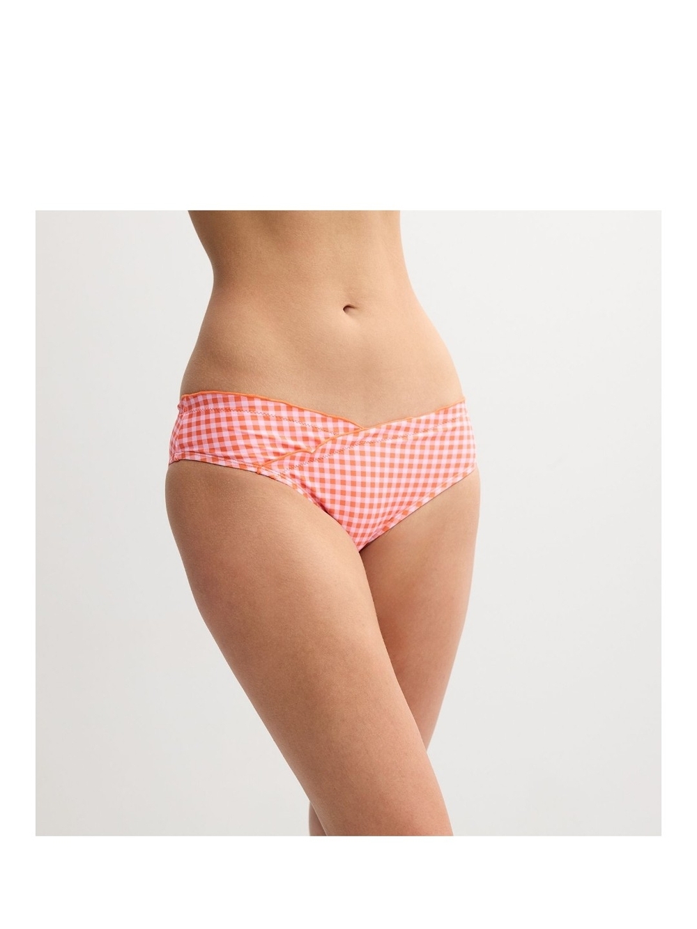 Juniors' Ninety-Nine Merrow Edge Gingham Hipster Bikini Bottoms - Pink